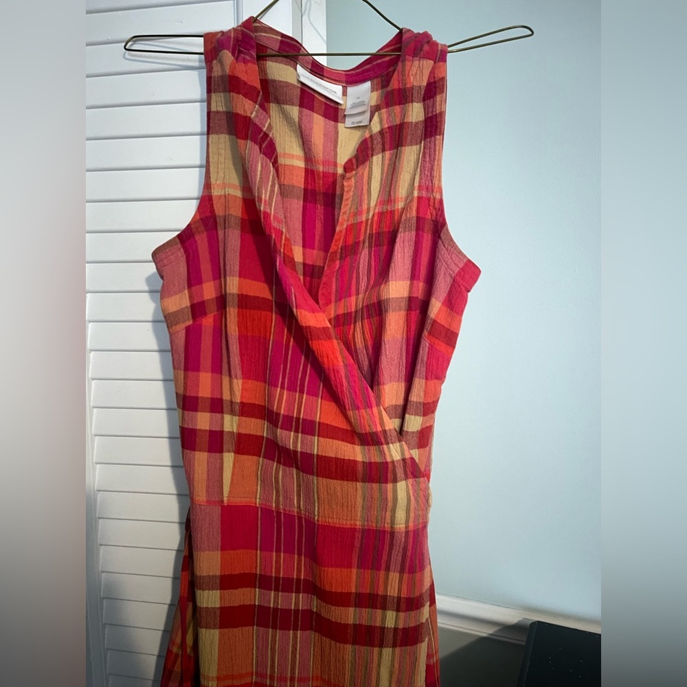 Liz Claiborne Red and Tan Sheath Dress Sleeveless Casual